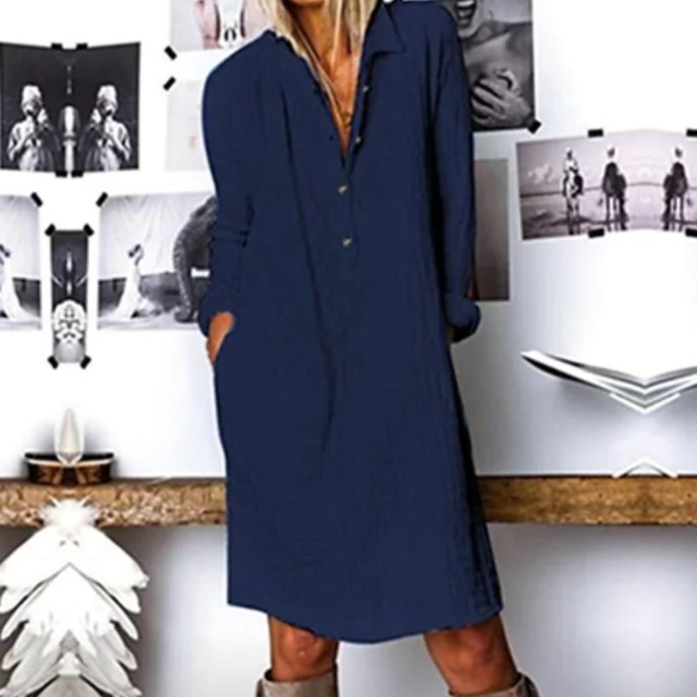 Cotton-Bend Shirt Dress